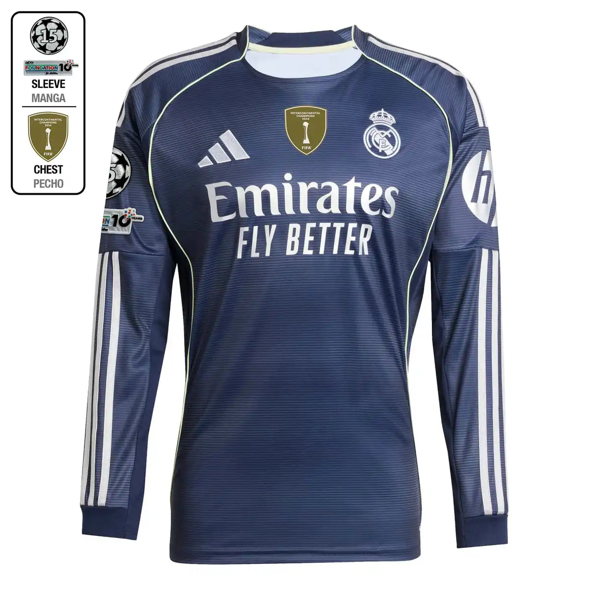Camiseta Real Madrid 25/26 Manga Larga (visita)